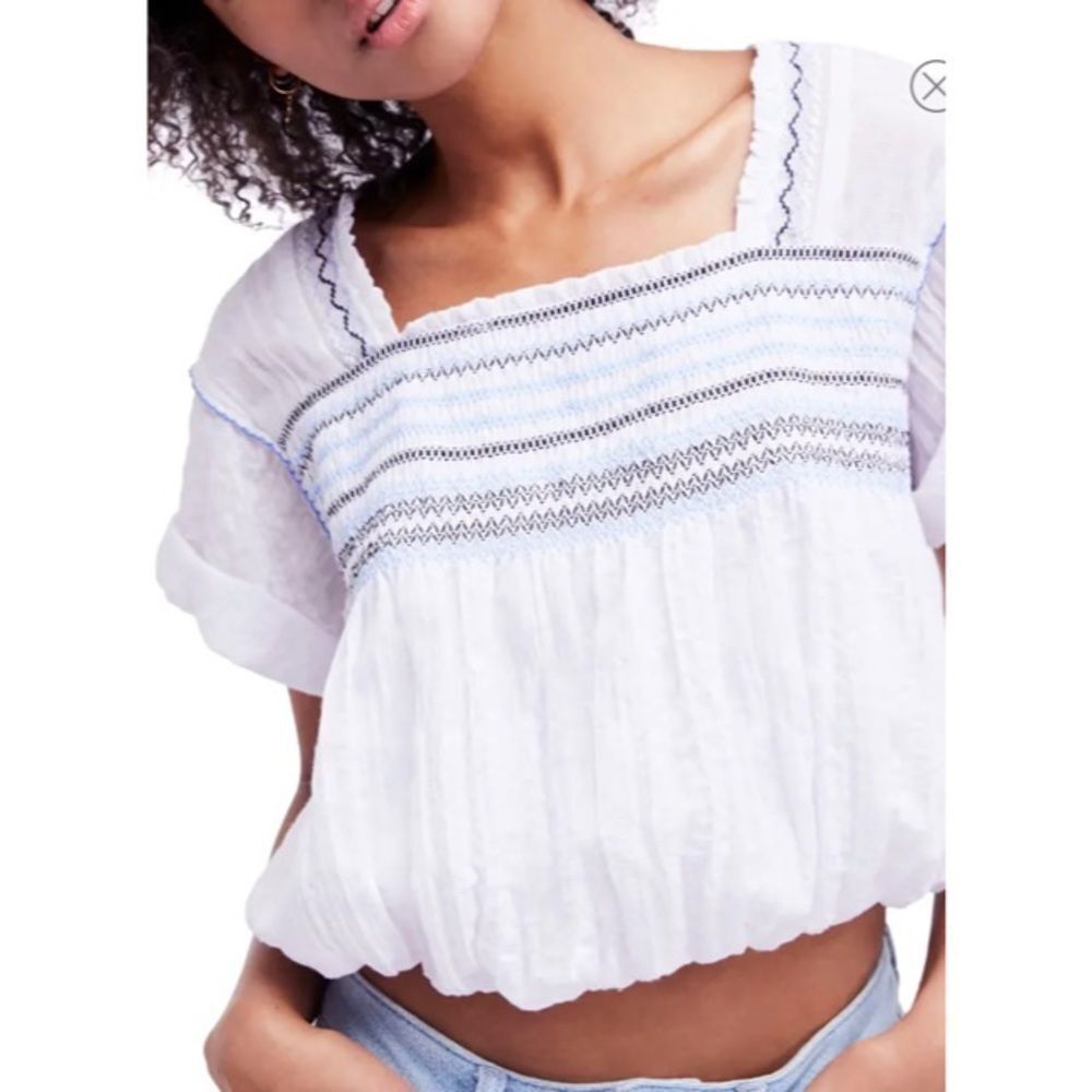 Free People Wondering Skies crop top blouse